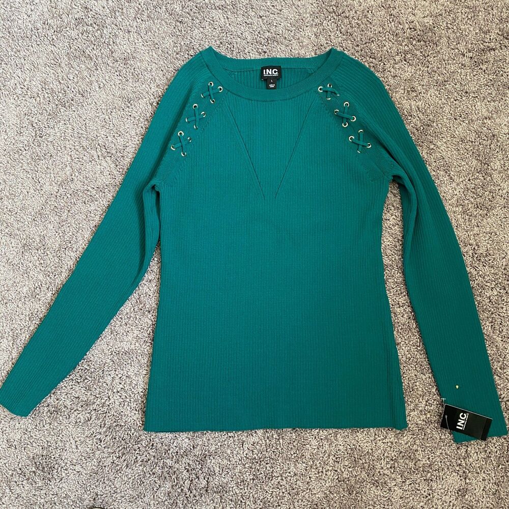 NWT INC International Concepts Green Tourmalin Casual Sweater Size Large